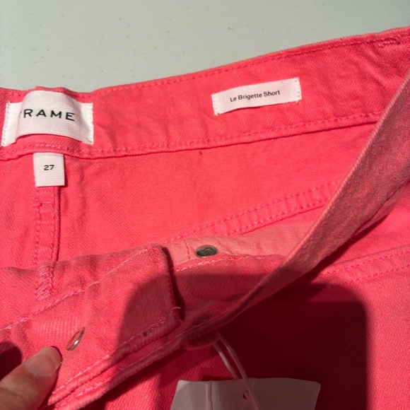 NWT FRAME Le Brigette Denim Shorts Raw Hem in Hot Pink Size 27 - Picture 8 of 11